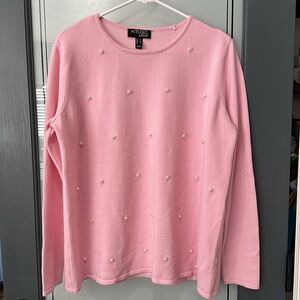 Attitudes by Renee baby pink sweater with pearls, M